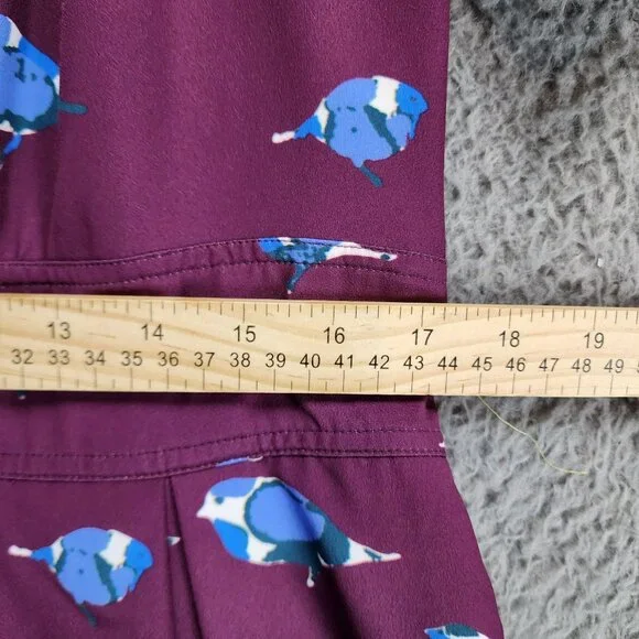 eShakti Dress Womens XL Purple Birds Short Sleeve Fit & Flare - Picture 7 of 15